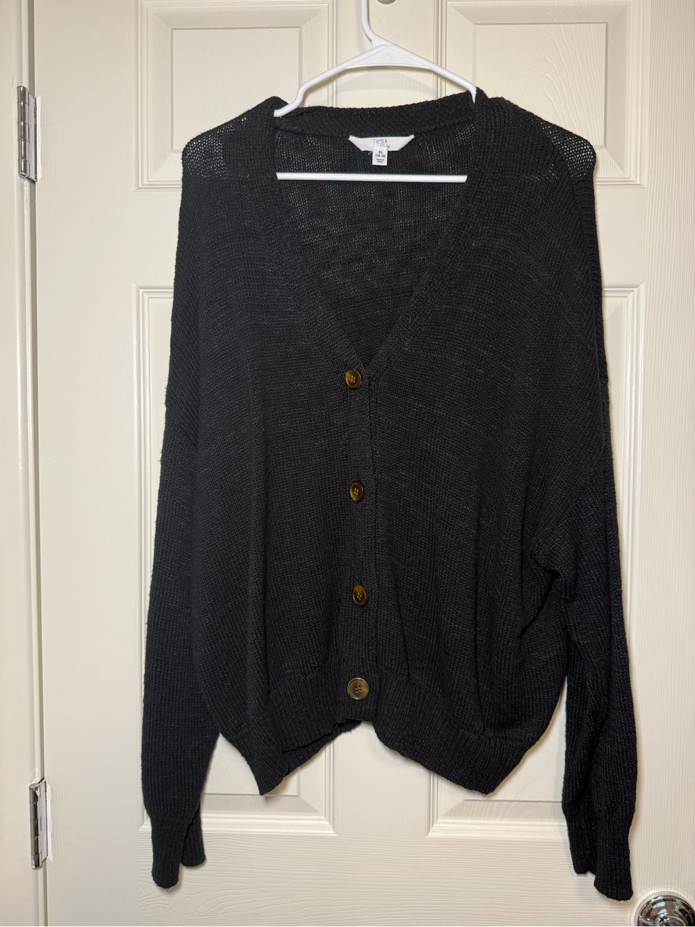 Time and Tru Black Button-Front Knit Cardigan